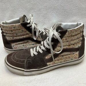 VANS Vintage Worn-In Star Pattern Brown High-Top Sneakers Mens 8 Women’s 9.5